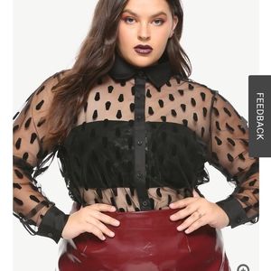 Hot Topic Sheer Coffin Button Up